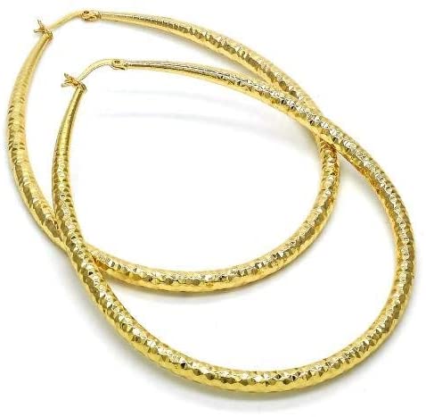 Women's 4mm Real 14K Gold Filled Big Tear Drop Hoop Earrings Medium Large Extra Large 40-70mm Diamond Cut Oval Shaped Lightweight Hallow Hoop Earrings