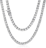 ANTI-TARNISH Hip Hop 1 Row Iced Out Tennis Chain Stainless Steel 4mm 5A+ Cubic Zirconia Diamond Tennis Necklace or Bracelet for Men Women