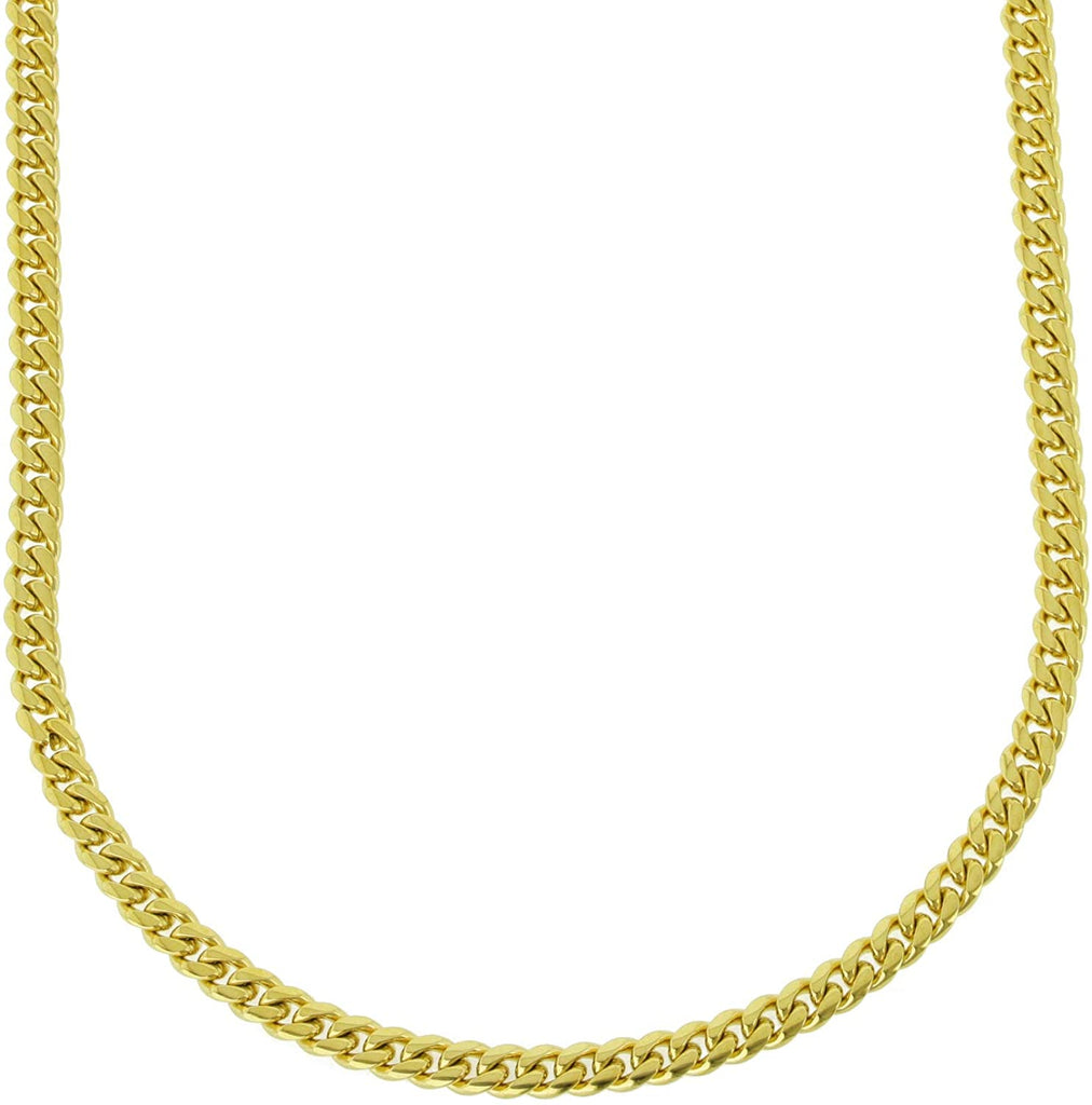Men's Miami Cuban Link Chain 18k Yellow Gold Plated Stainless Steel 6mm 8mm 10mm 12mm 14mm 16mm 18mm Thick Necklace 24 inches