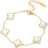 Dainty Gold Clover Bracelets for Women, 18K Gold Plated Lucky Clover Bracelet Adjustable Chain Bracelet Jewelry for Women Gift