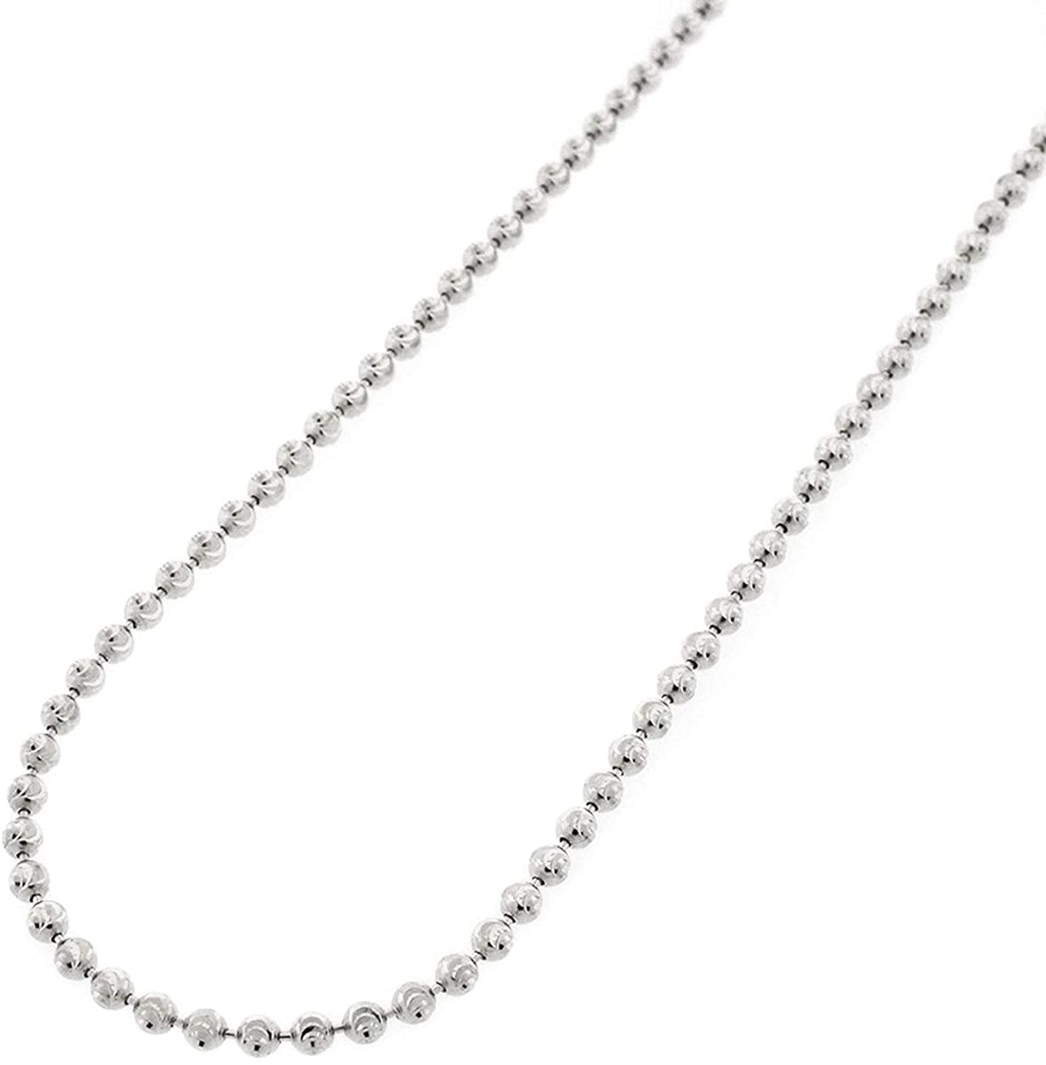 Ball Moon Bead Chain 2.5mm Necklace Black Rhodium Over Real 925 Sterling  Silver