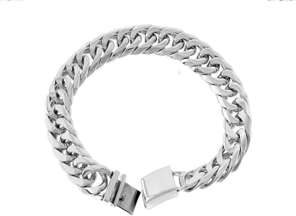 Men's Extra Long Choker Solid Stainless Steel 16mm Miami Cuban Link Chain and Bracelet Set Heavy 20-36 inches Necklace