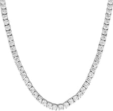 Men's Rhodium-Plated Silver Finish Round Cut Cubic Zirconia Egyptian Ankh Cross Pendant with 1 Row Tennis Necklace Choker Chain