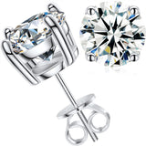 0.2-8CT Moissanite Stud Earrings Screw Back Diamond Earrings 18K White Gold Plated Sterling Silver Hypoallergenic Earring D Color VVS1 Clarity Brilliant Round Cut Lab Created Moissanite Earrings for Women Men
