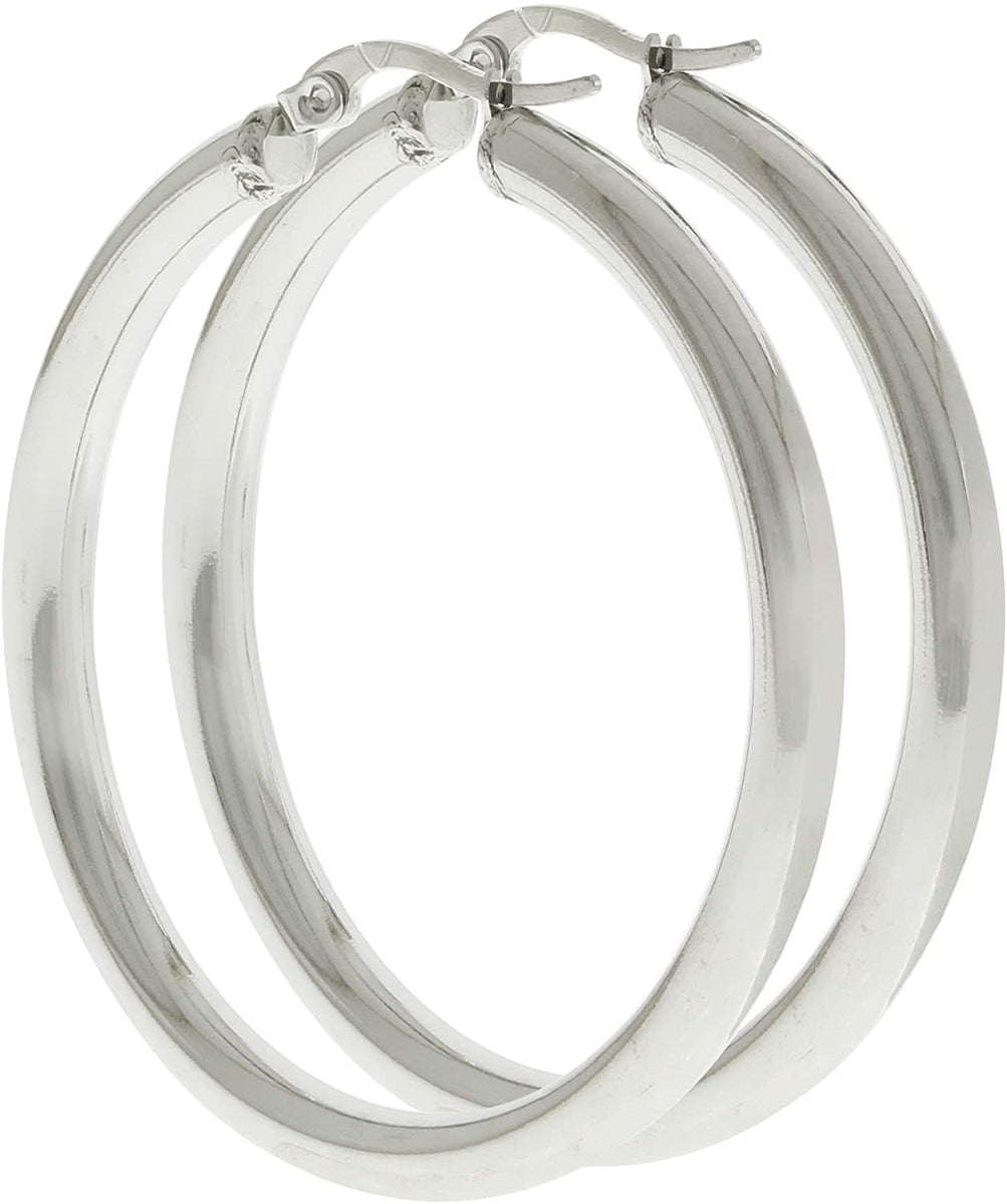 Large 4 Inch Hoop Earrings – Thin Textured Gold Or Silver Tone Lightweight Statement Hoops For Women