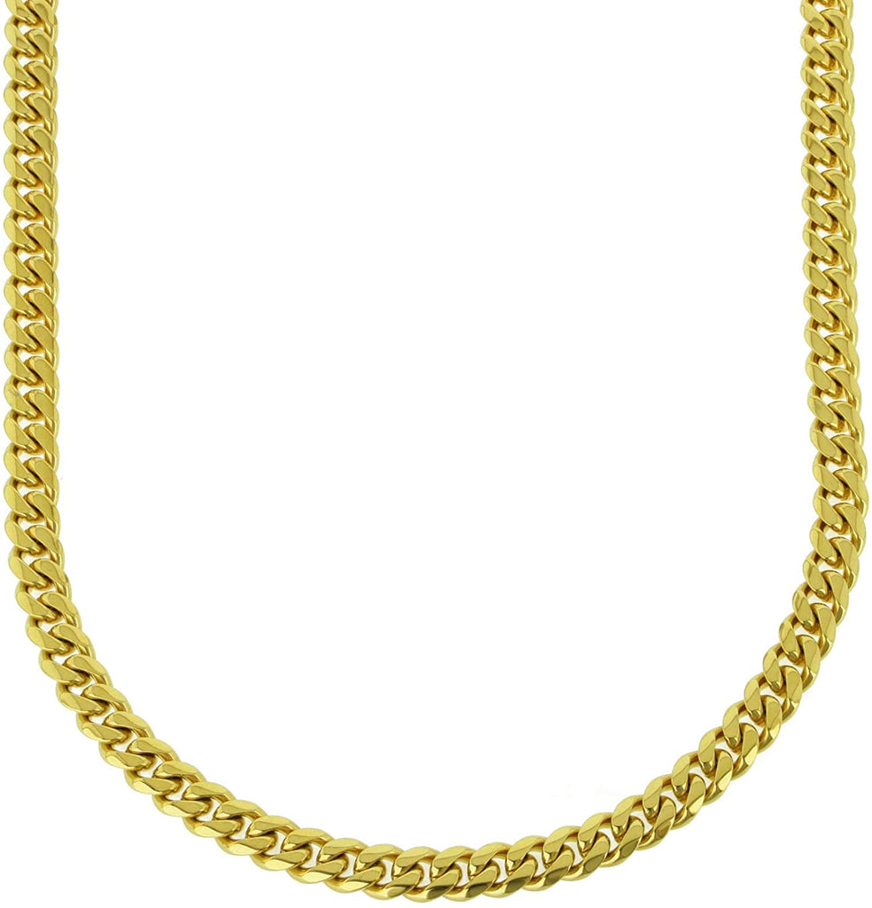 Men's Miami Cuban Link Chain 18k Yellow Gold Plated Stainless Steel 6mm 8mm 10mm 12mm 14mm 16mm 18mm Thick Necklace 24 inches