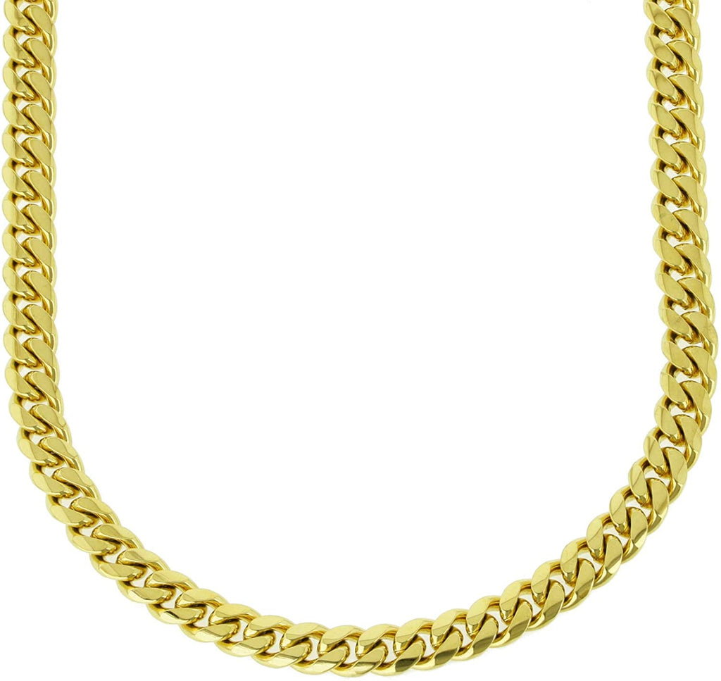 Men's Miami Cuban Link Chain 18k Yellow Gold Plated Stainless Steel 6mm 8mm 10mm 12mm 14mm 16mm 18mm Thick Necklace 24 inches