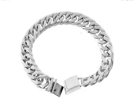 Anti-Tarnish Solid Silver Finish Stainless Steel 16mm Thick Miami Cuban Link Bracelet 9/10 inches Long