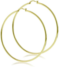 Load image into Gallery viewer, Women&#39;s 2mm Big Skinny Lightweight Hoops 14k Yellow Gold Filled Medium Large Extra Large Hoop Earrings