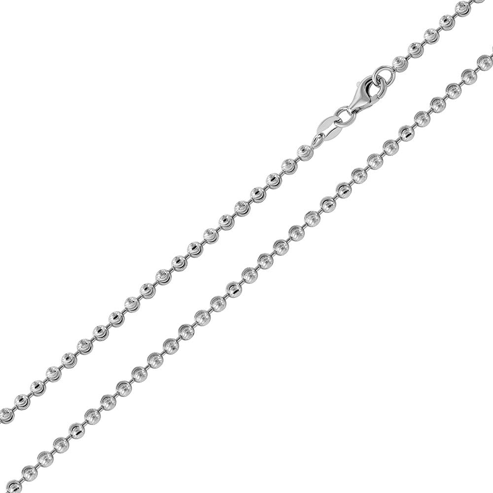 Solid 925 Sterling Silver Italian Ball Chain Bead Necklace, Men's