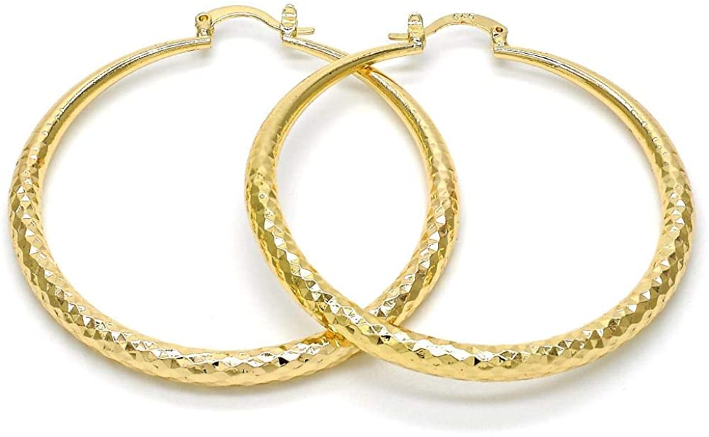 Women's 4mm Wide Small Medium Large 40-60mm Real 14k Yellow Gold Layered Round BIG Gold Diamond Cut Thick Hoop Tube Earrings