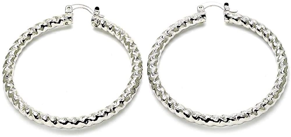 Women's Twist Design 4mm Wide Medium Large Extra Extra Large 30-80mm Silver Finish Round BIG Oversize Hoop Earrings