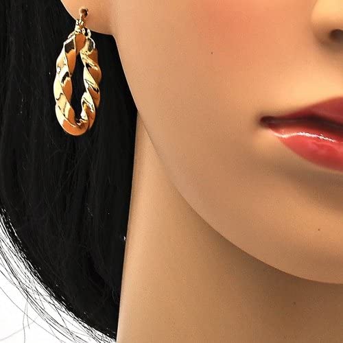 Womens 14K Gold Tone Gold-filled Twist Hoop Earrings 40mm