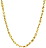 NYC Sterling Unisex Gold Plated Sterling Silver 3MM Diamond-Cut Rope Chain Necklace