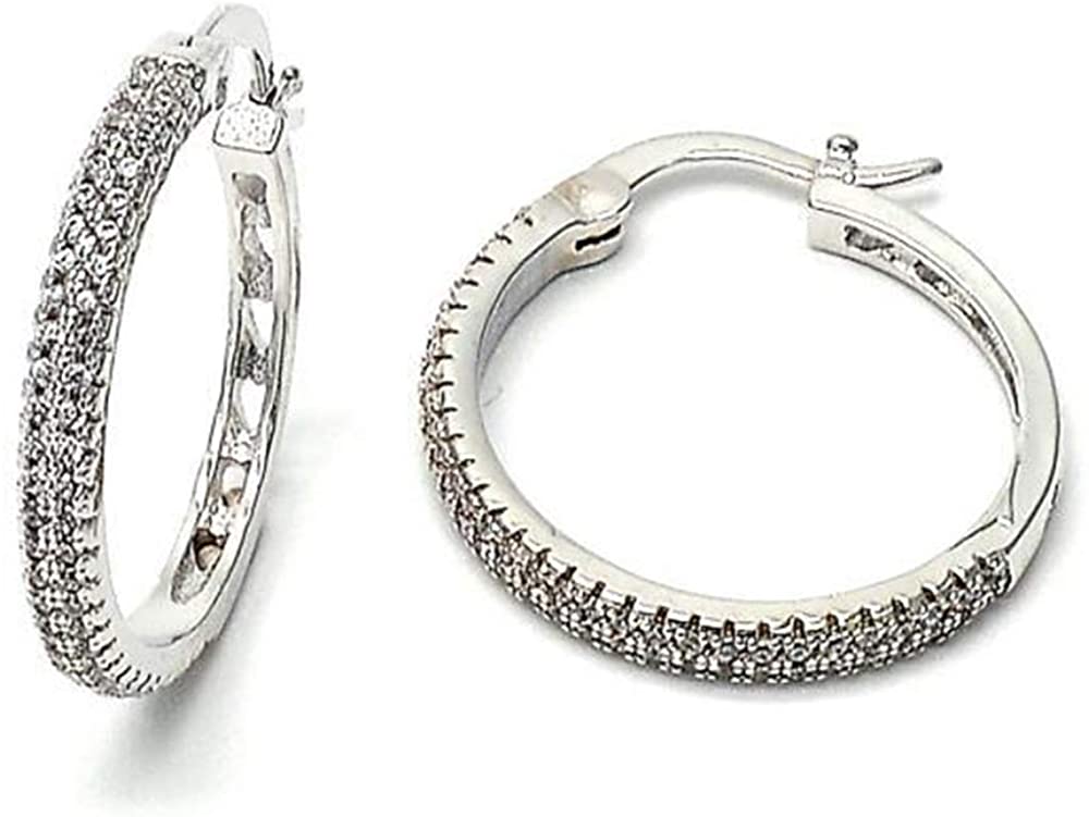 Women's Elegant Trendy Small Real 14K Gold Filled Round Micro Pave CZ Hoops Clear Stone 25mm