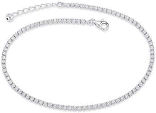 Load image into Gallery viewer, Bling Bling NY Women&#39;s Platinum Plated 14K Gold Plated 925 Sterling Silver Cubic Zirconia Anklet Bracelet Adjustable Tennis Anklet 9-10 inches