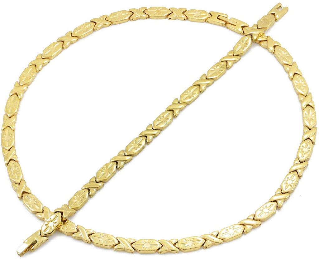 Bling Bling NY Womens Gold Tone Starburst Hugs & Kisses Necklace Bracelet XOXO Set 18 inches