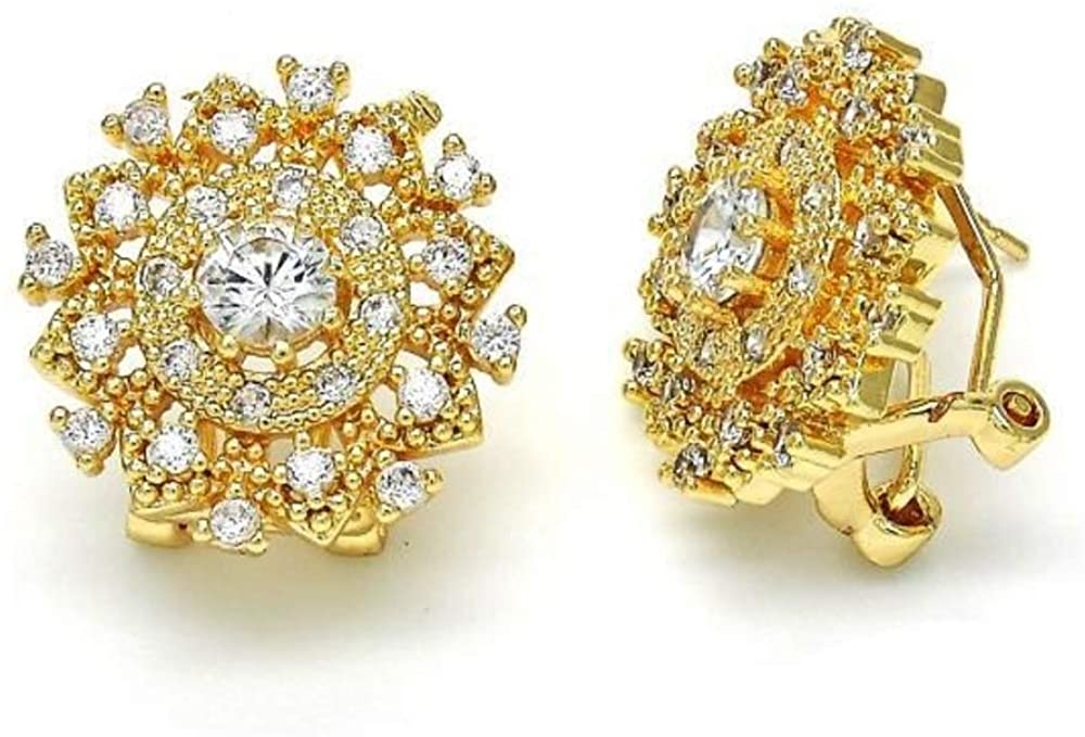 Women's Gold Layered Flower Design with Cubic Zirconia Gold Tone