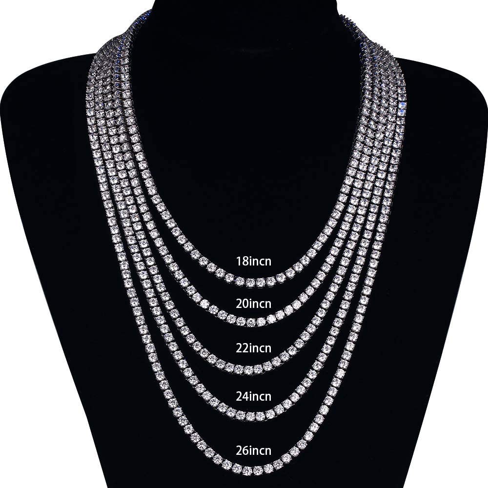 20 Inch Tennis Chain Necklace, 925 Sterling Silver, Iced Out Diamond Choker  at Rs 600 in Ajmer