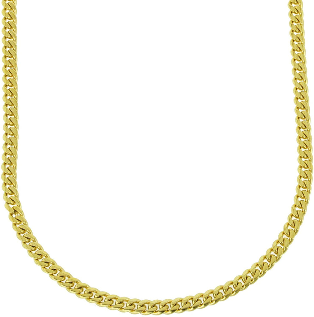 Bling Bling NY Solid 14k Yellow Gold Finish Stainless Steel 6mm Thick Miami Cuban Link Chain/Bracelet Box Clasp Lock