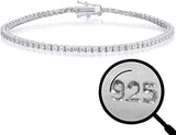 HarlemBling Real Solid 925 Sterling Silver 2mm CZ Tennis Bracelet - 6-8.5