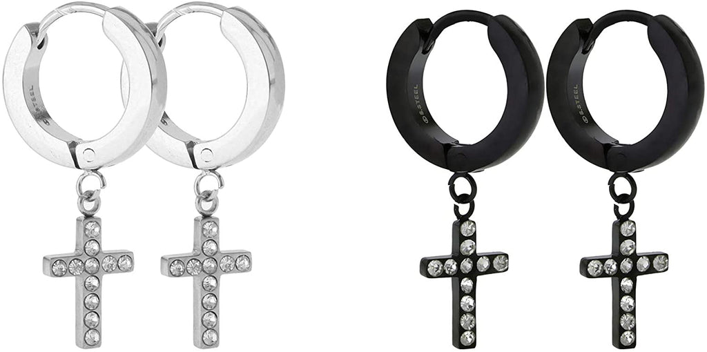 17 MILE Black Cross Earrings for Men, 28 Pieces Stainless India | Ubuy