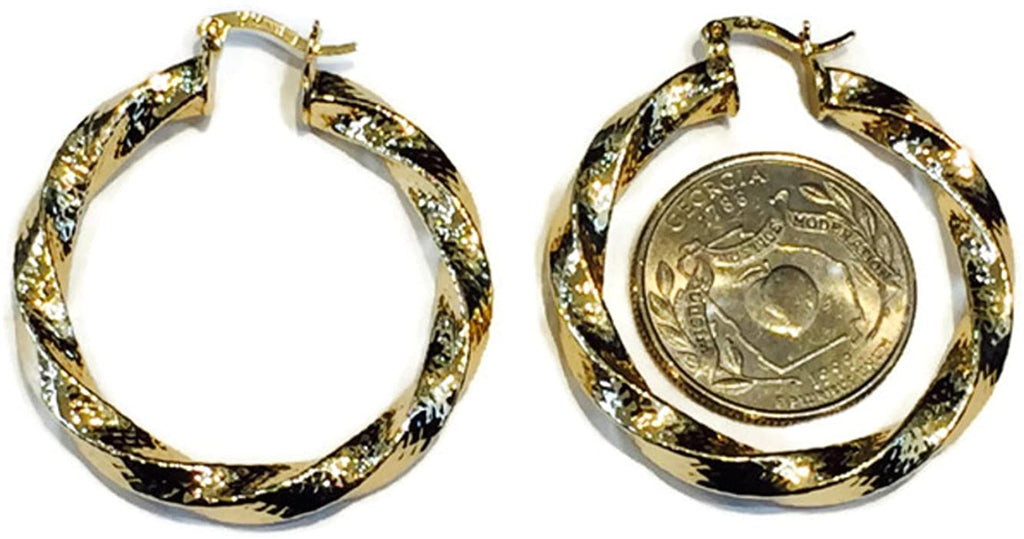 Womens 14K Gold Tone Gold-filled Twist Hoop Earrings 40mm