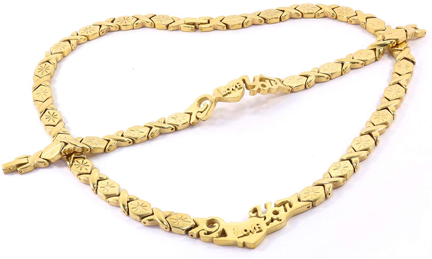 Women's Gold Tone I Love You Starburst Hugs & Kisses Necklace Bracelet –  Instabling NY