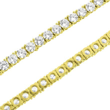 Load image into Gallery viewer, Bling Bling NY Set of 2 New One Row Tennis Necklace Gold Finish Lab Created Diamonds 4MM Iced Out Solitaires