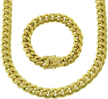 Load image into Gallery viewer, Bling Bling NY Solid 14k Yellow Gold Finish Stainless Steel 14mm Thick Miami Cuban Link Chain Box Clasp Lock