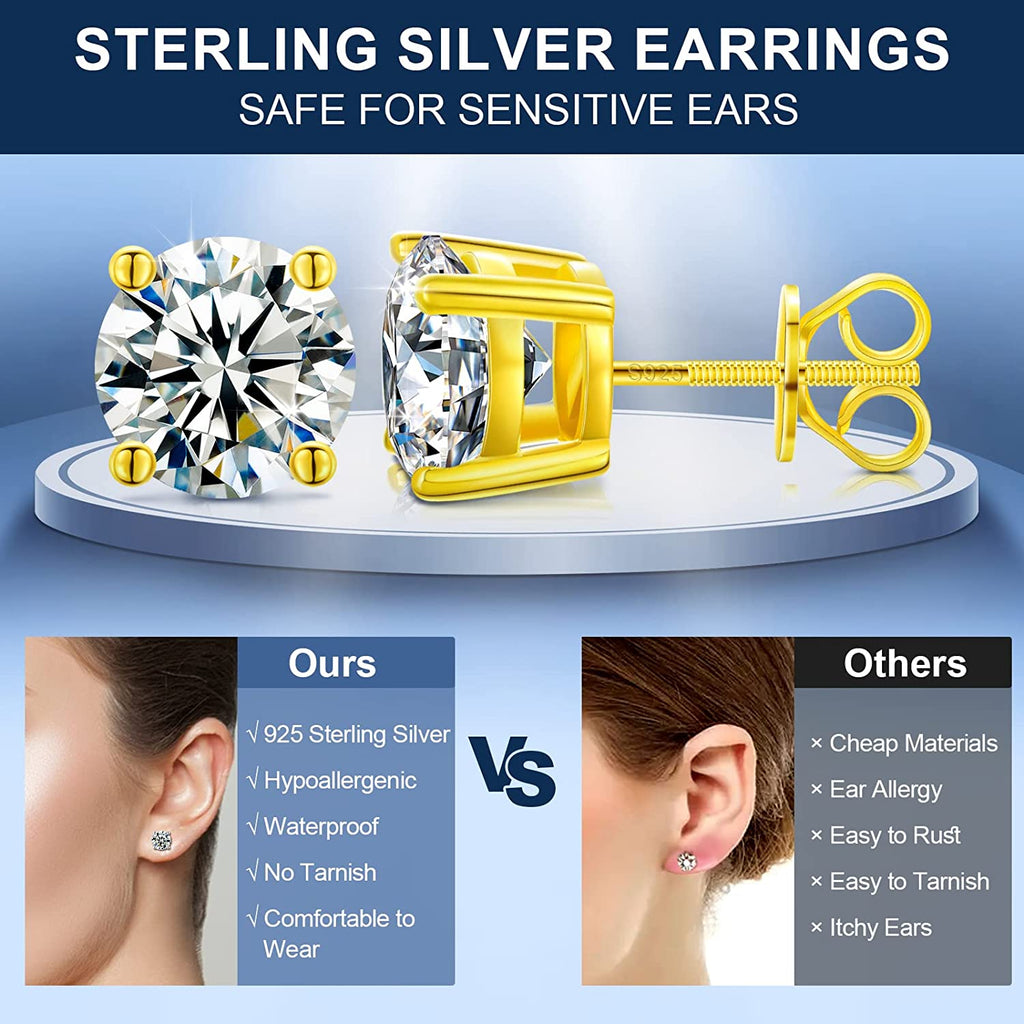 Solid .925 Sterling Silver Locking Earring Backs, Safety Secure  Hypoallergenic Silver Earring Backs for Studs