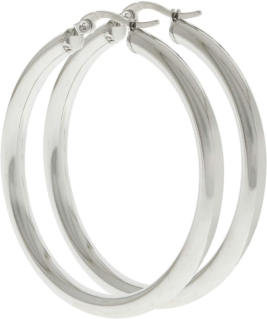 Women's 4mm Tube Big Thick Lightweight Hoops Silver Tone Filled Medium Large Extra Large Hoop 4mm Tube Earrings 40-80mm