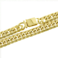 Solid 14k Yellow Gold Finsh Stainless Steel 13mm Thick Miami Cuban Link Chain Necklace