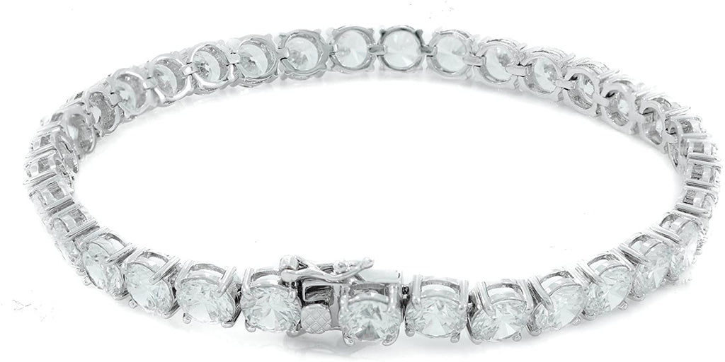 Bling Bling NY New 1 Row Tennis Necklace/Bracelet Silver Finish Lab Created Diamonds 6MM Solitaires