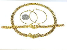 Load image into Gallery viewer, Womens Gold Tone Hugs and Kisses I Love You Necklace Bracelet Earrings Set Stainless Steel No Stone XOXO