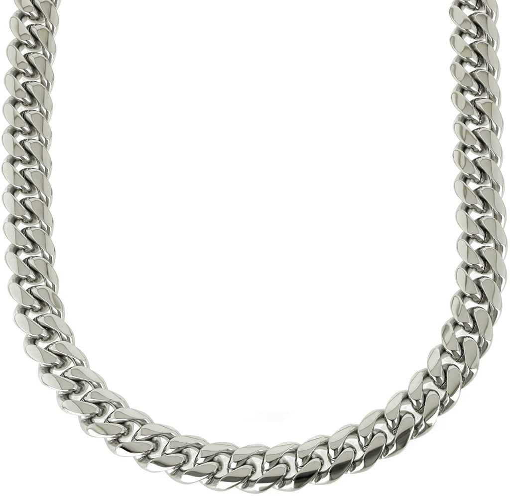 Bling Bling NY Men's Miami Cuban Link Chain 18k Yellow White Gold Plated Stainless Steel 6-18mm Thick Choker Necklace Anti-Tarnish