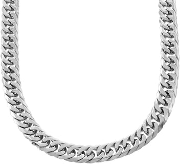 Men's Extra Long Choker Solid Stainless Steel 16mm Miami Cuban Link Chain and Bracelet Set Heavy 20-36 inches Necklace