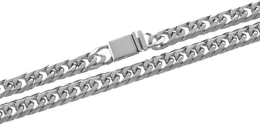 na Solid Silver Finish Stainless Steel 12mm Thick Miami Cuban Link Chain Necklace