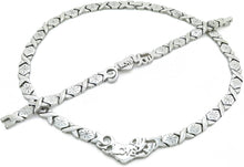 Load image into Gallery viewer, Silver Tone I Love You HUGS and Kisses Necklace &amp; Bracelet Set XOXO Starburst 20&quot; Length