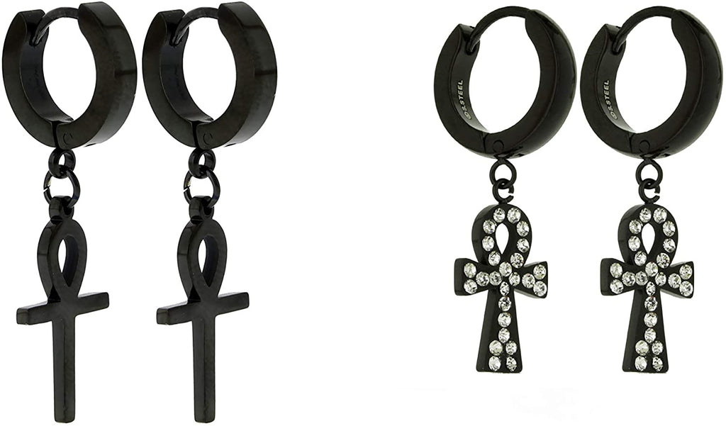 Punk Black Color Cross Dangle Clip Earrings Stainless Steel Hip Hop Men  Jewelry Fashion Africa Map Female Symbol Jewelry Gift - AliExpress