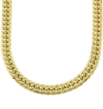 Solid 14k Yellow Gold Finsh Stainless Steel 13mm Thick Miami Cuban Link Chain Necklace