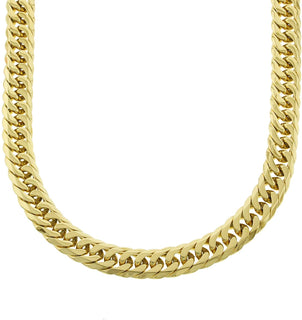 Solid 14k Yellow Gold Finsh Stainless Steel 13mm Thick Miami Cuban Link Chain Necklace & Bracelet Set