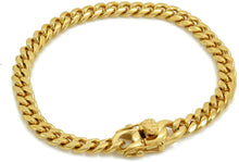 Load image into Gallery viewer, Bling Bling NY Men 14k Yellow Gold Finish Stainless Steel 6mm 8mm 10mm 12mm 14mm 16mm 18mm Thick Miami Cuban Link Curb Bracelet Triple Box Clasp Lock