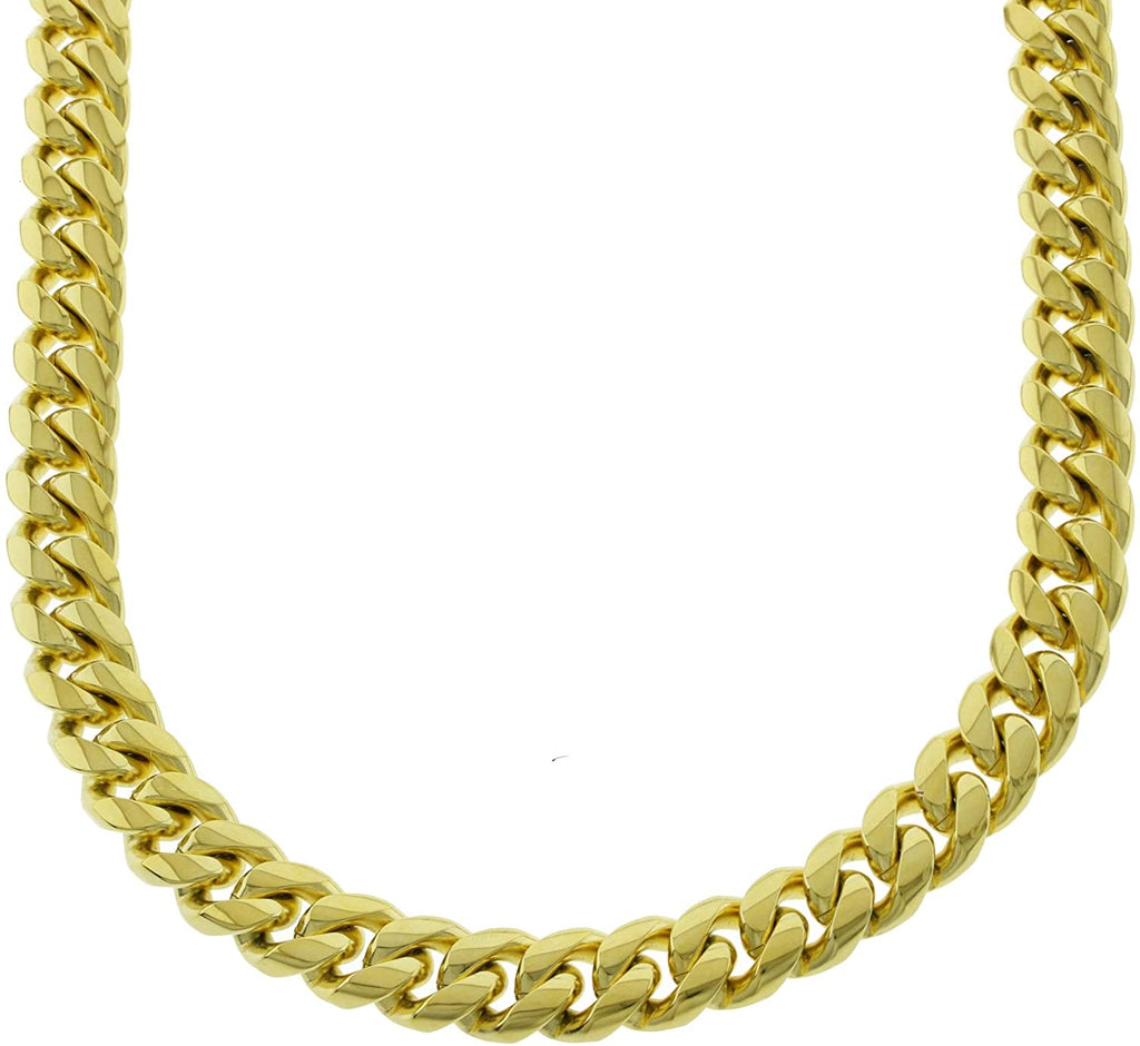 Bling Bling NY Solid 14k Yellow Gold Finish Stainless Steel 14mm Thick Miami Cuban Link Chain Box Clasp Lock