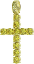 Load image into Gallery viewer, Men&#39;s Bling CZ Tennis Catholic Cross Crystal Jesus Pendant Hip Hop Multi Color Silver Gold Black Rose Gold