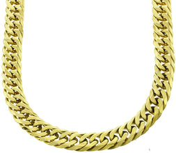 Men's 16mm Extra Long Thick Heavy Tight Link 18K Gold Plated Solid Stainless Steel Miami Cuban Link Oversize Chunky Big Chain Bracelet Set Box Lock 20-36 Inches