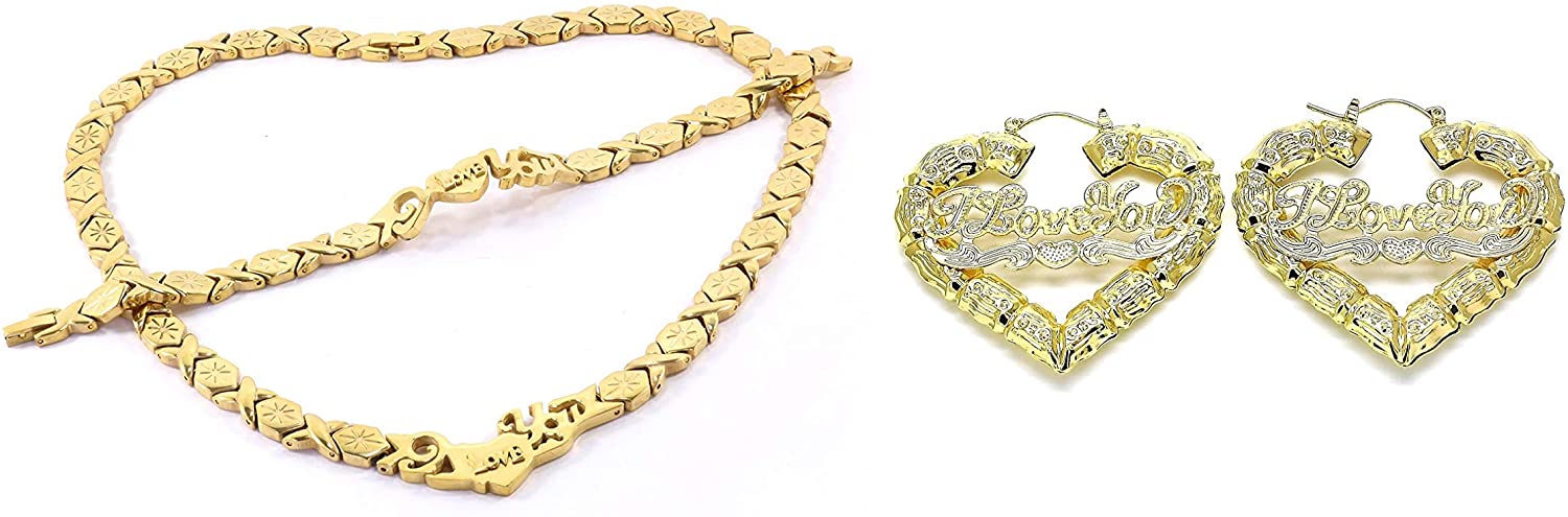 Gold Plated Gold Xoxo Necklace And Bracelet Set Xoxo Necklace Set