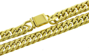 Solid 14k Yellow Gold Finish Stainless Steel 16.5mm Thick Miami Cuban Link Chain Necklace