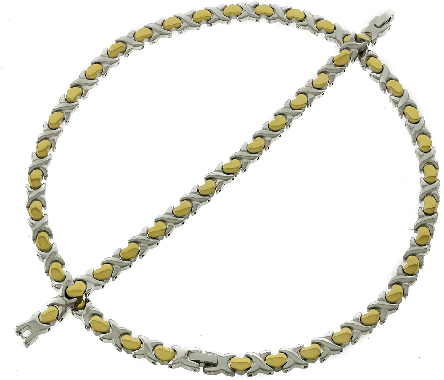 Womens XOXO Hugs And Kisses Necklace And Bracelet Set 18/20 inches Multi  Color (Gold, Silver, Two Tone, Three Tone) Two Tone (Gold Silver)