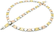 Load image into Gallery viewer, NEW Womens Three Tone (Gold Rose &amp; Silver) XOXO Love Necklace and Bracelet Set 18&quot; LENGTH